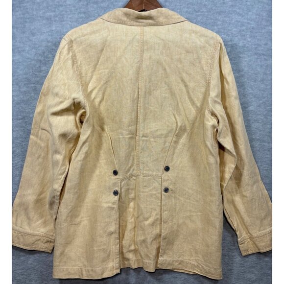 J Jill Womens Blazer Pants Set Size  M 12 Beige Yellow 100% Linen Lagenlook - Picture 8 of 10